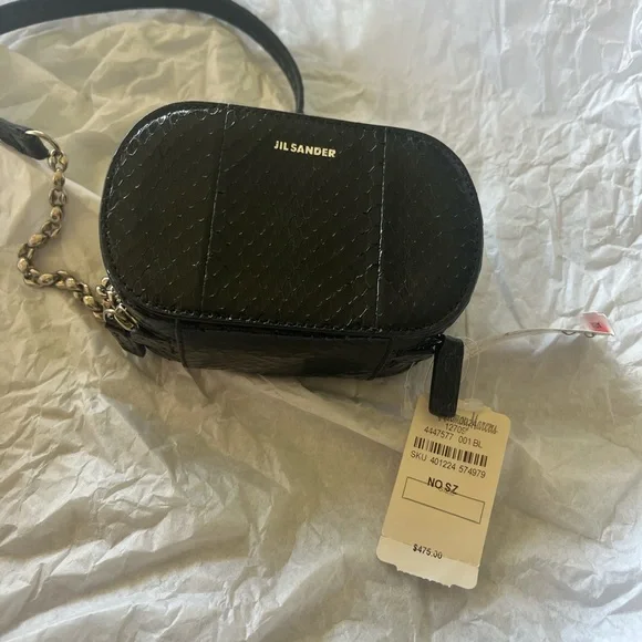 Jil Sander Black Crossbody Bag with Chain Detail